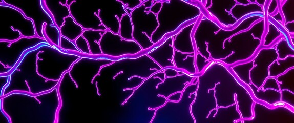 Neon branches showcasing intricate patterns emphasizes connectivity and complexity