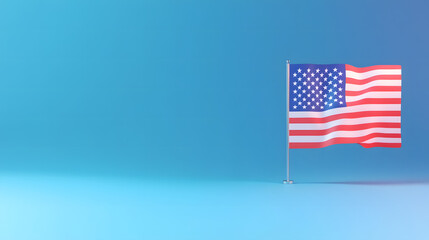 Fototapeta premium The American flag set against a soft, cloudy sky, offering a peaceful and patriotic atmosphere.