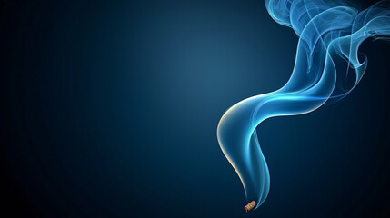 Blue Smoke Curls from Burning Cigarillo.