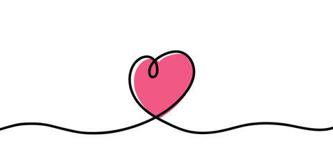 Hand drawn heart in line art style. Design for Valentine’s Day, Mother’s Day and Women’s Day. Vector illustration