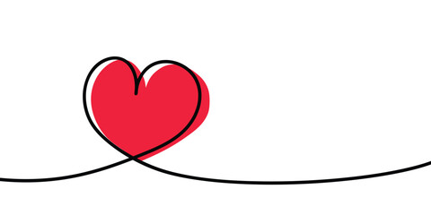 Hand drawn heart in line art style. Design for Valentine’s Day, Mother’s Day and Women’s Day. Vector illustration