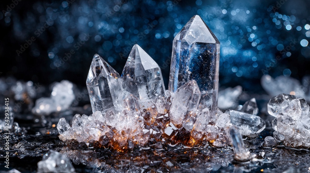 Poster Exploring crystals in material science close-up views of durability and innovative concepts in a lab setting