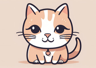Fototapeta premium Adorable Orange and White Kitten Cartoon Illustration Cute Pet Kawaii Style