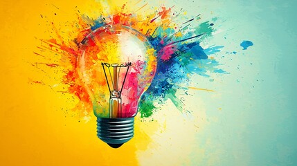 Colorful lightbulb idea splash background