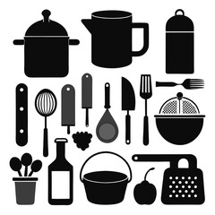 All essentials cook silhouettes on white background