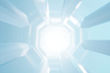 Abstract light tunnel, futuristic design, bright background, technology concept