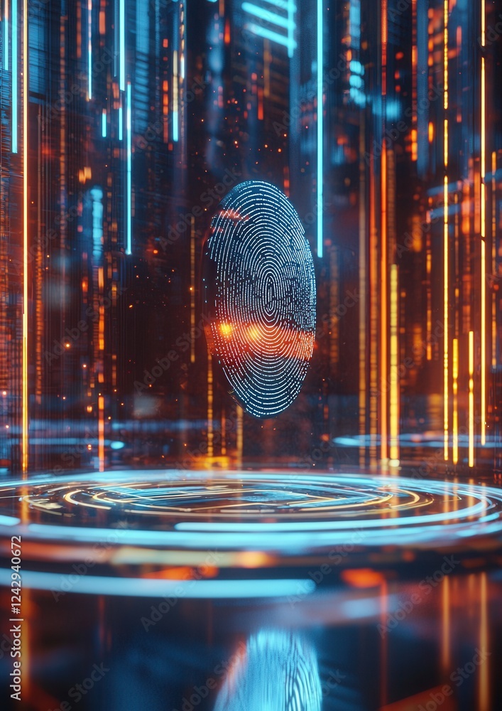 Aufkleber digital art piece that appears to be a futuristic cityscape. the background is a dark blue color wit