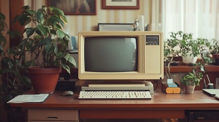 Vintage Computer in Retro Office Setting