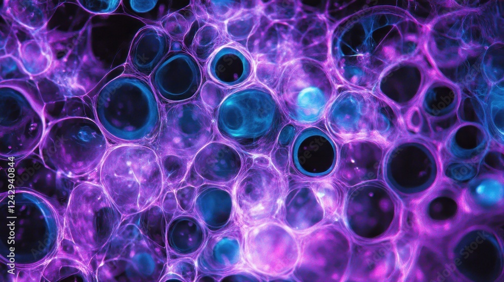 Poster abstract purple and blue cellular structure image