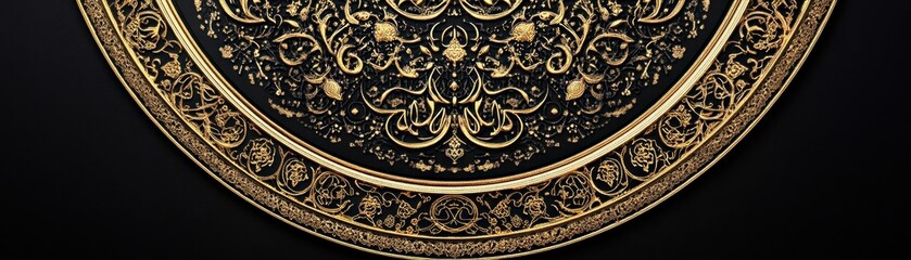 Elegant Gold and Black Ornate Decorative Plate