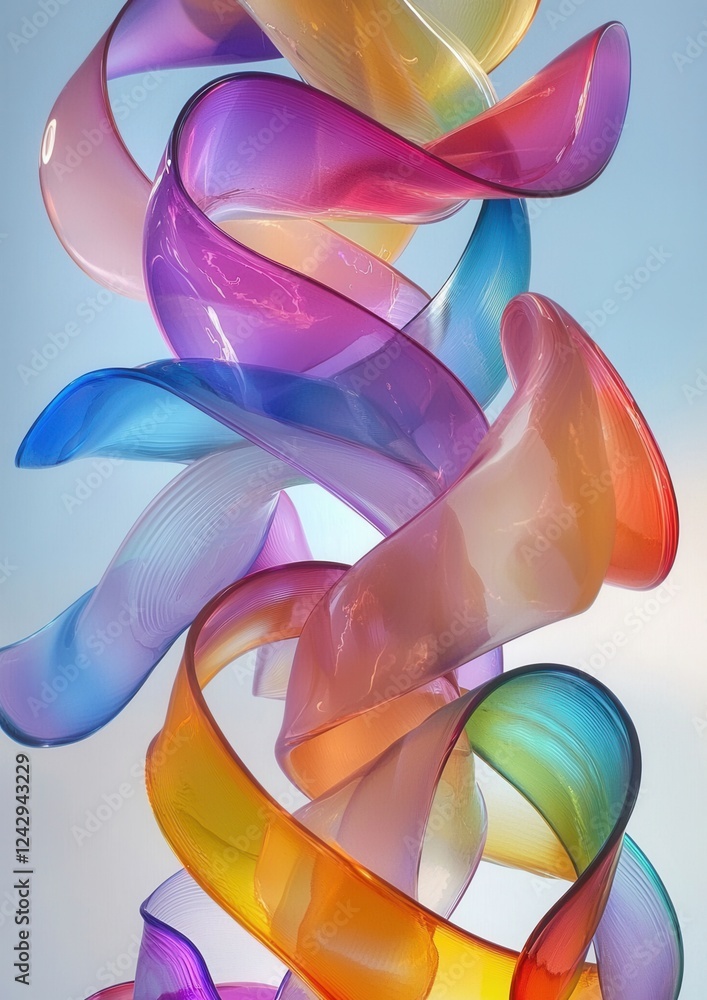 Poster abstract digital art piece that appears to be made up of multiple curved lines in different colors. 