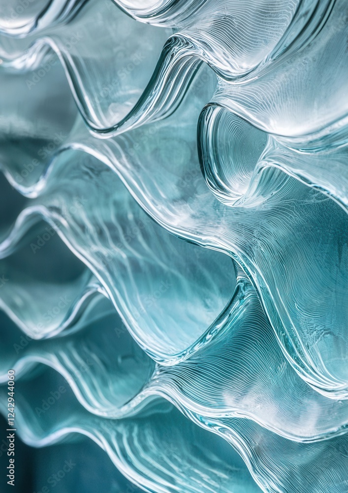Poster close-up of a group of wavy lines that appear to be made of glass or a similar material. the lines a