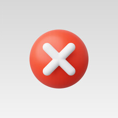 Obraz premium 3d Realistic Cross checkmark sign vector illustration