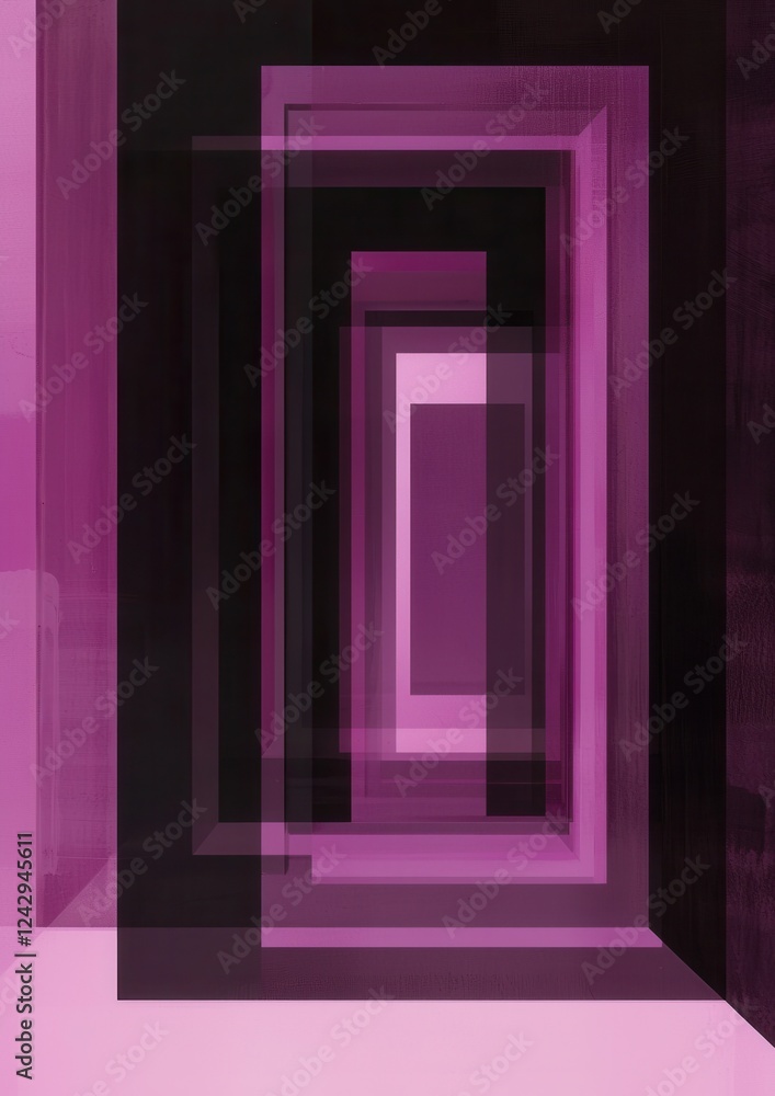 Aufkleber abstract digital art piece with a black background and a pink and purple color scheme. in the center