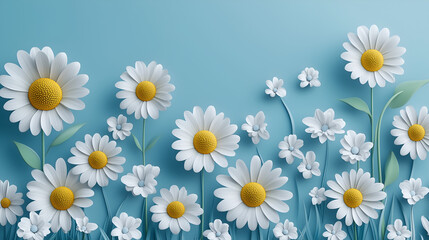 Fototapeta premium daisies on blue background