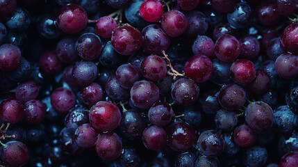 "Close-Up of Raw Organic Red Grapes &ndash; Wine Grapes Texture, Healthy Fruits Background, Top View"

