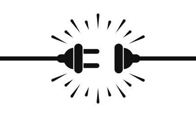 Electric socket png with plug icon silhouette. Connection and disconnection concept. Concept of 404 error connection. Electric plug and outlet socket unplugged. Vector transparent background
