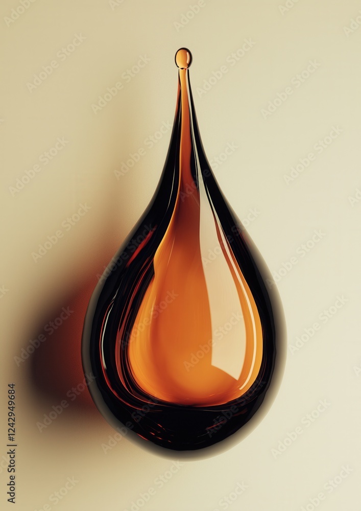Poster digital illustration of a drop of liquid. the drop is in the shape of a teardrop and is made up of a