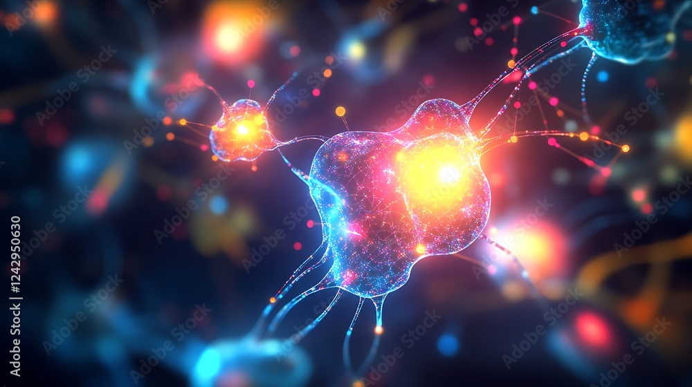 Aufkleber a vibrant digital representation of big data clusters merging seamlessly into neural pathways, glowi