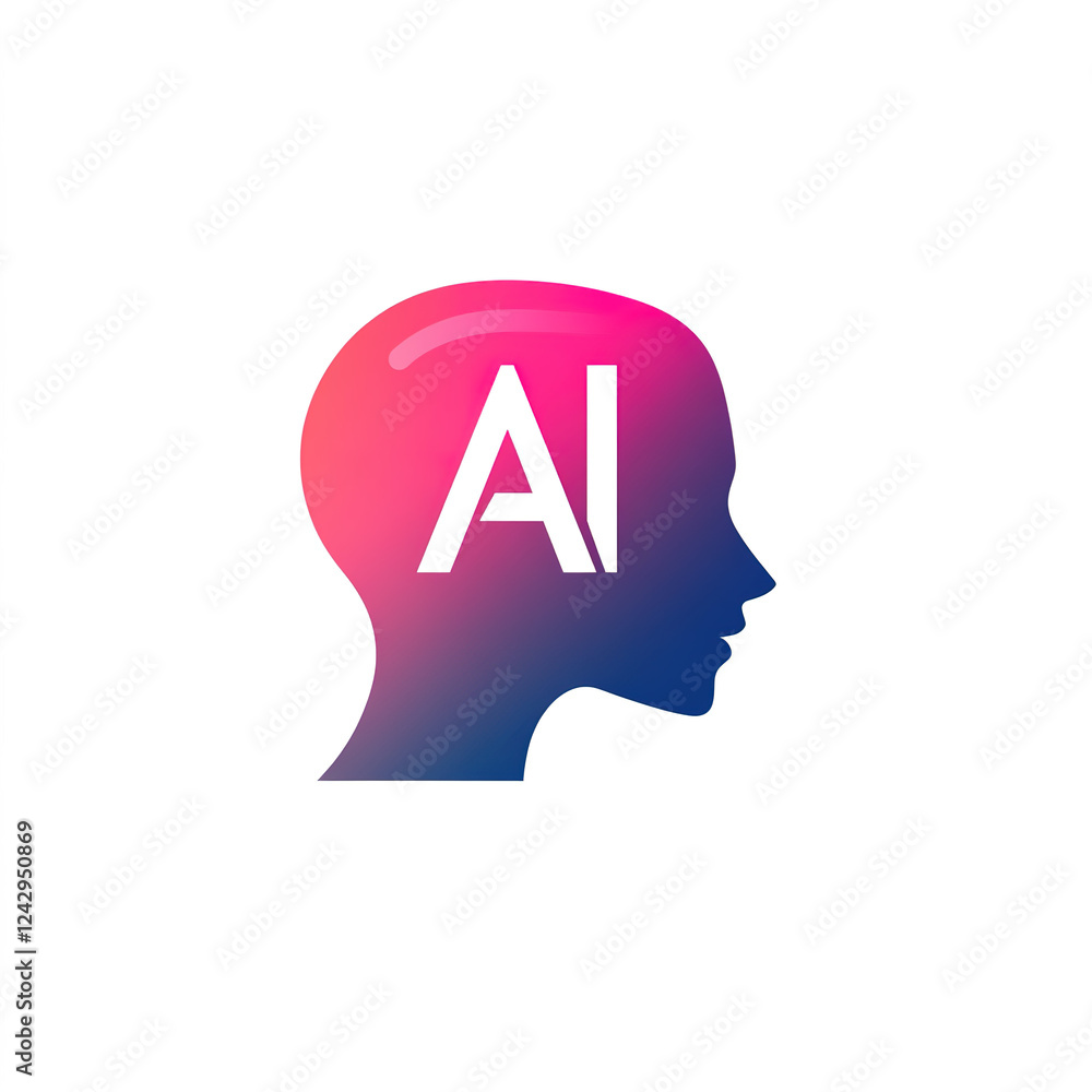 Poster exploring the future of artificial intelligence with a creative representation of human and digital 