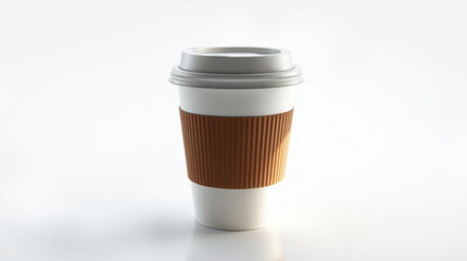 Takeaway coffee cup with a lid mock up isolated on white background.Ai generative