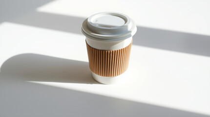 Takeaway coffee cup with a lid mock up isolated on white background.Ai generative
