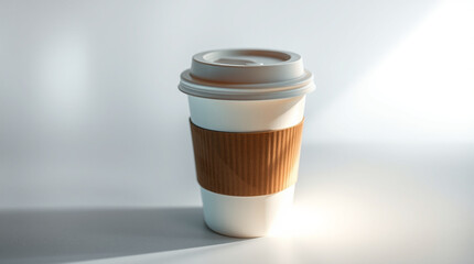 Takeaway coffee cup with a lid mock up isolated on white background.Ai generative
