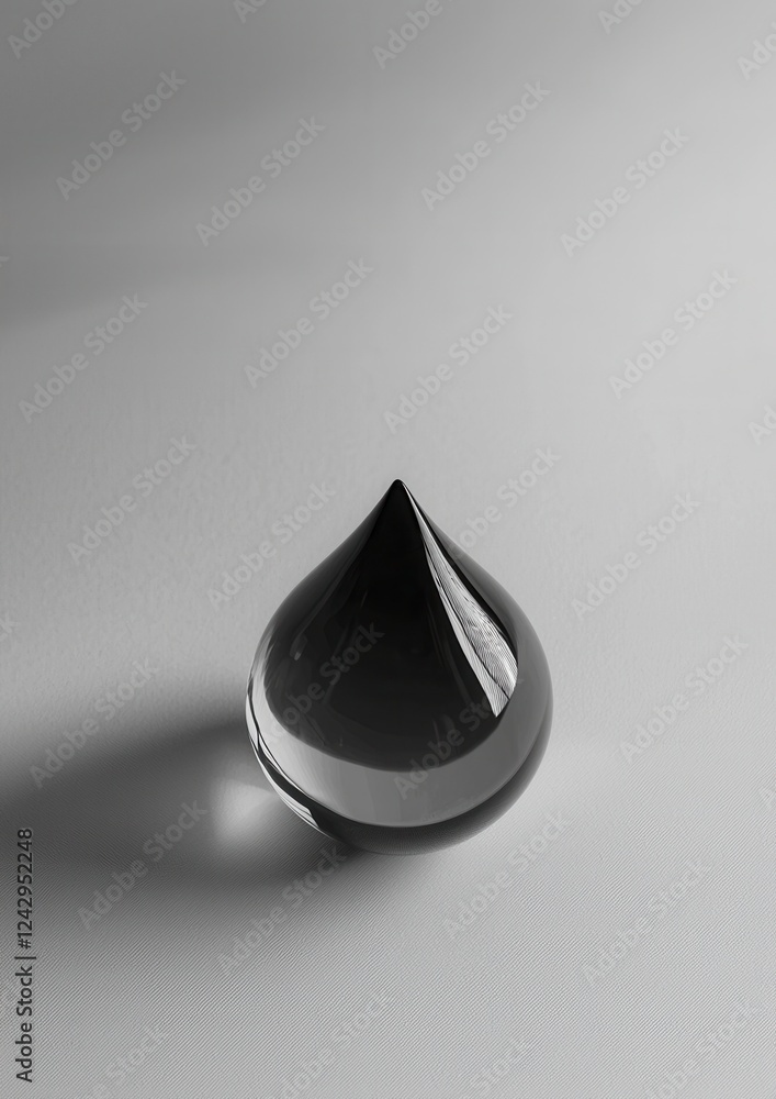 Poster black and white photograph of a small, triangular object. the object appears to be made of glass or 