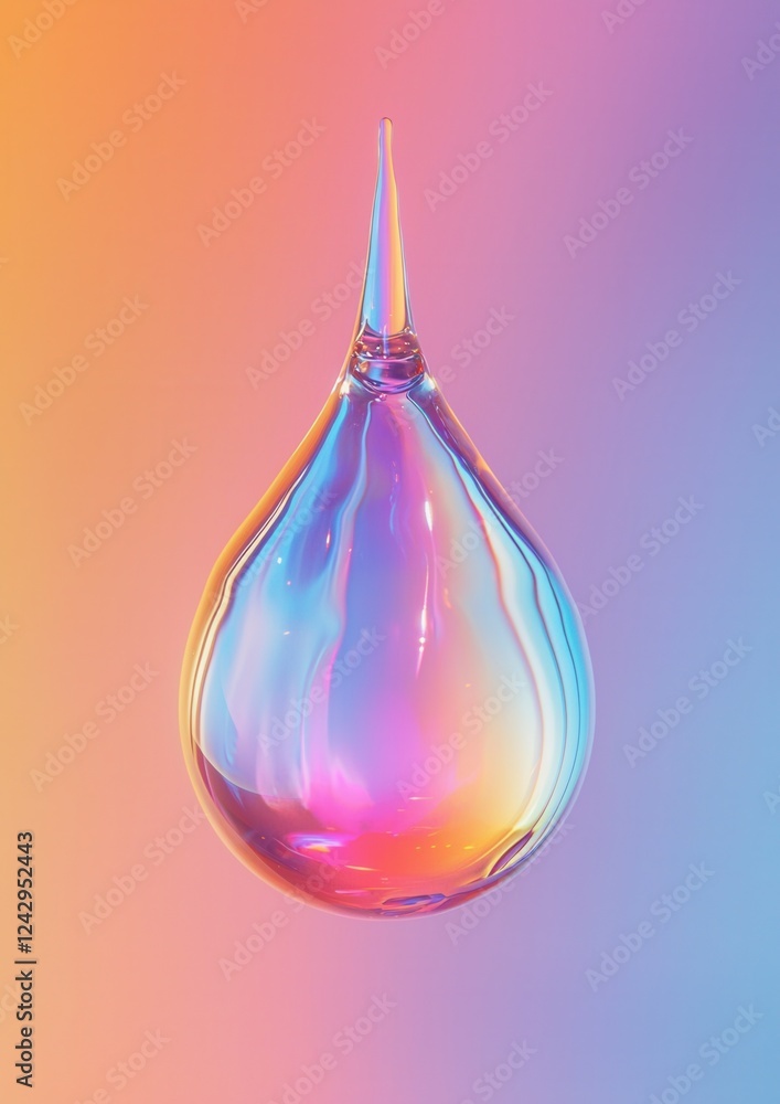 Poster digital illustration of a drop of water. the drop is in the center of the image and is made up of mu