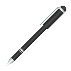A morden black ballpoint pen with a silver clip and tip