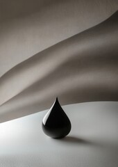 Fototapeta premium Black and white photograph of a single drop of water on a white surface. the drop is in the center of the image and is the only object in the frame.