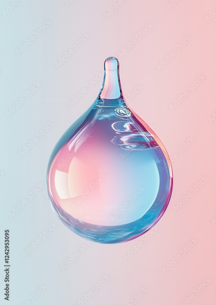 Poster digital illustration of a drop of water. the drop is in the shape of a teardrop and is made up of tw