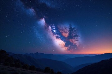 Naklejka premium Vast night sky panorama, countless stars twinkling , panorama, celestial bodies, galactic