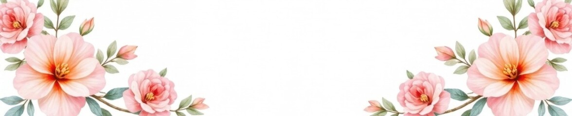 Fototapeta premium Delicate watercolor floral wreath wedding invite template, marriage, peonies, bridal