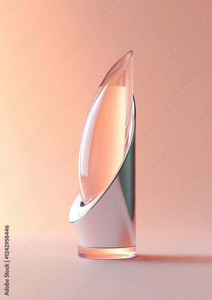 Aufkleber 3d rendering of a glass vase with a unique design. the vase is made of transparent glass and has a c