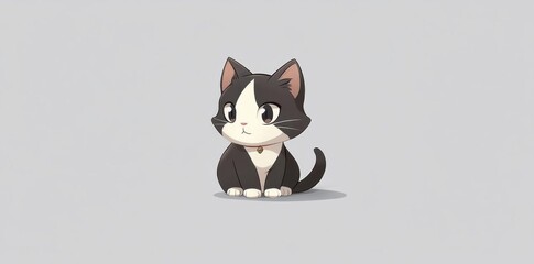 Cute Kitten Sits Quietly Observing with Curious Gaze, Animal Themes