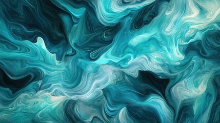Obraz premium Sophisticated abstract waves in shades of turquoise and teal, creating a sense of flow and elegance