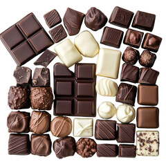 Assorted Chocolate Collection with Various Textures and Flavors