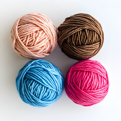 yarn balls on white background