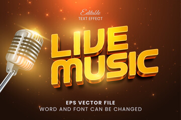 Live music 3d editable vector text effect. Music show text style