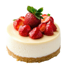 Delicious Cheesecake with Fresh Strawberries and Mint Garnish