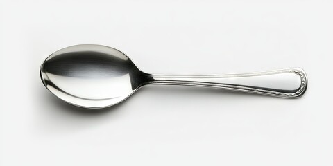 Shiny Silver Spoon on White Background