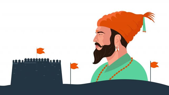 Illustrate Chhatrapati Shivaji Maharaj Jayanti with this vector animation scene, perfect for creating engaging and educational content.