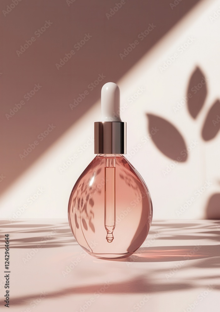 Aufkleber 3d rendering of a perfume bottle with a dropper. the bottle is made of glass and has a round shape w
