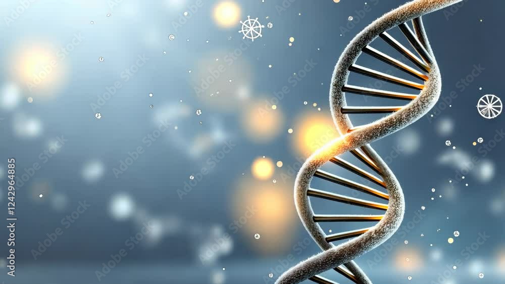 Poster visualize the intricate structure of dna, featuring luminous double helices surrounded by sparkling 