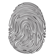 continuous one single black line art doodle drawing of fingerprint illustration on white background