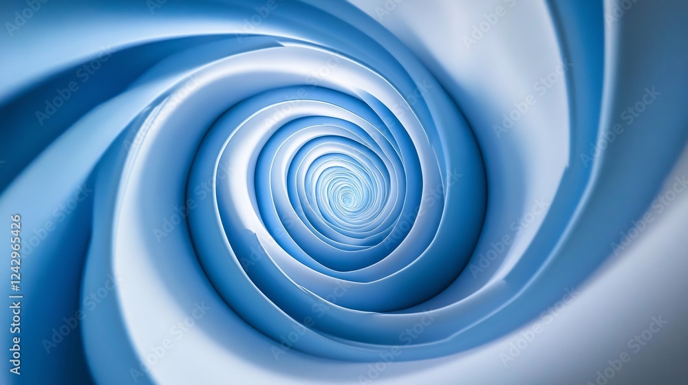 Poster Blue and white abstract swirl background creating vortex