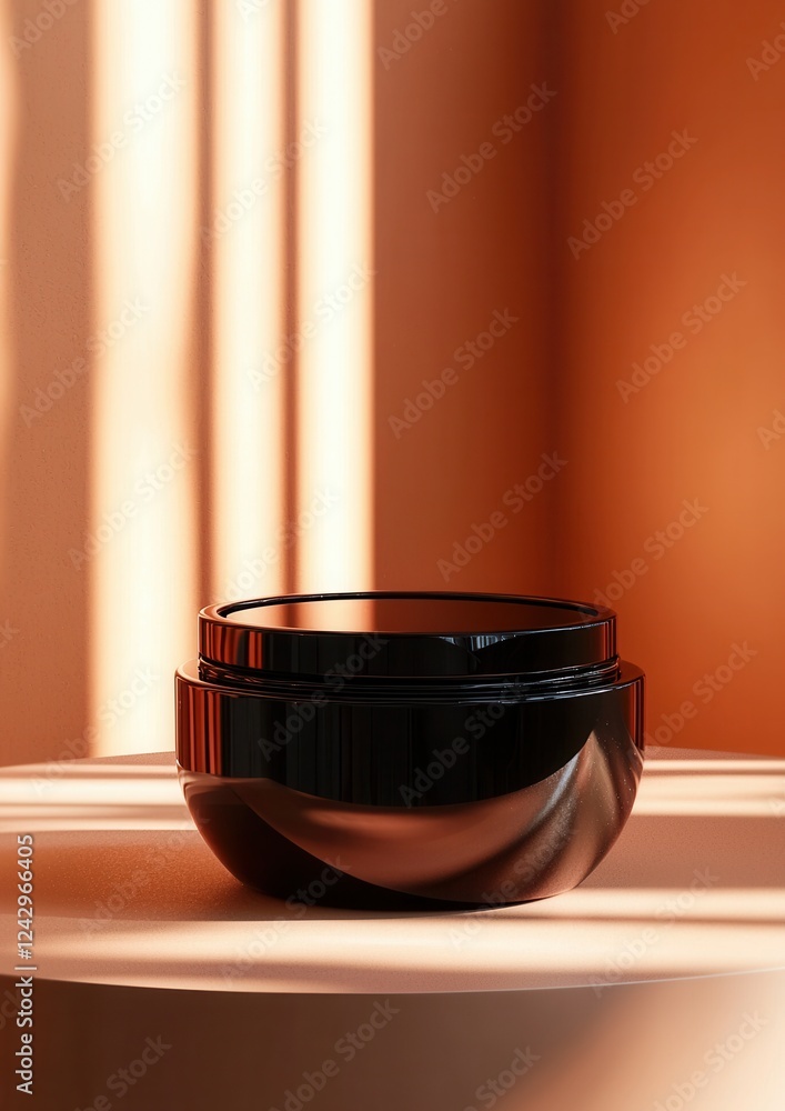 Poster close-up of a black bowl on a white surface. the bowl is round and has a glossy finish. it appears t
