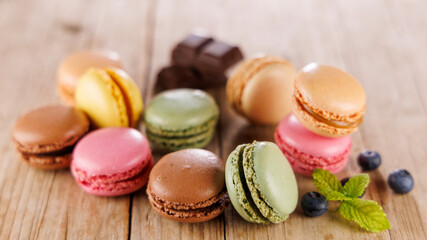 colorful assortment of french macaroons