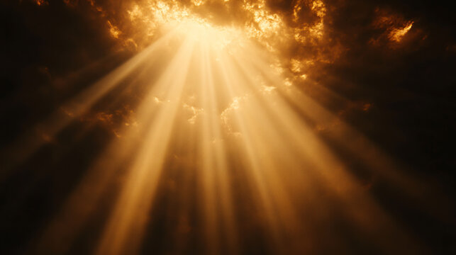 A beam of light symbolizes divine revelation, representing the first commandment as a concept of religious symbolism and sacred art.